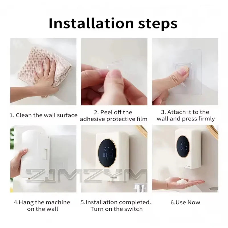Automatic Soap Dispenser 480ml Smart Touchless Foaming Soap Dispenser USB Rechargeable Wall Mounted for Bathroom