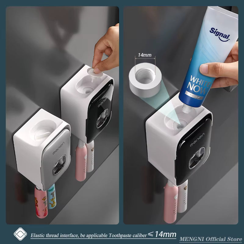 Toothpaste Dispenser Wall-Mounted Bathroom Toothpaste Squeezer Punch-Free Toothbrush Holder Rack manual operation