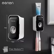 Toothpaste Dispenser Wall-Mounted Bathroom Toothpaste Squeezer Punch-Free Toothbrush Holder Rack manual operation