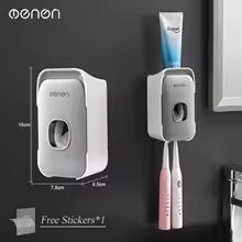 Toothpaste Dispenser Wall-Mounted Bathroom Toothpaste Squeezer Punch-Free Toothbrush Holder Rack manual operation